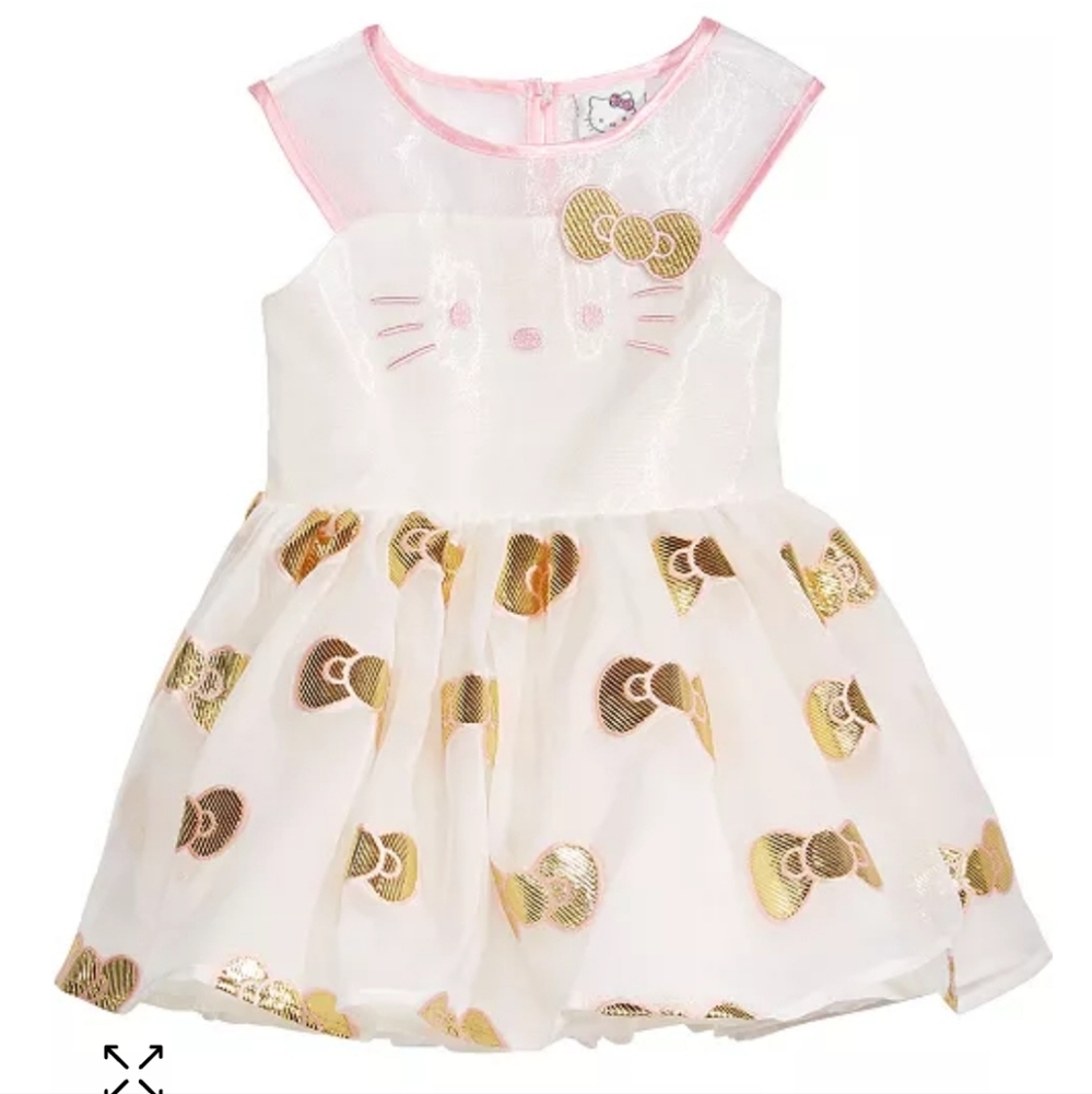 White and Gold Bow Dress